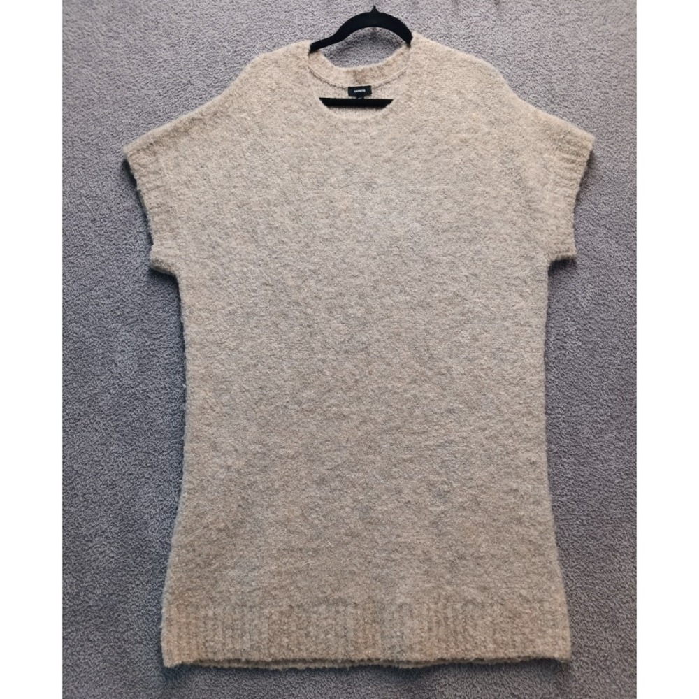 Express Long Sweater Dress Women's XL‎ Beige Boucle Knit Soft Minimalist